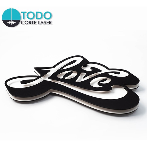 Imagen 2 de 4 de Cuadro Decorativo En Madera Calada Frases Love