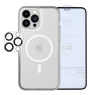 Funda Magnética Para iPhone + Templado 5d + Protector Cámara