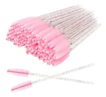 Comprar 50 Cepillos Desechables Rosa Negro Fiusha Pestañas O Cejas Color De Palo Y Cerdas Negro, Dorado Con Fucsia, Dorado Con Morado Y Rosa Con Morado