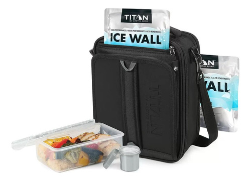 Lonchera Titan Termica Expandible Con Accesorios 5 Piezas Negro Térmica