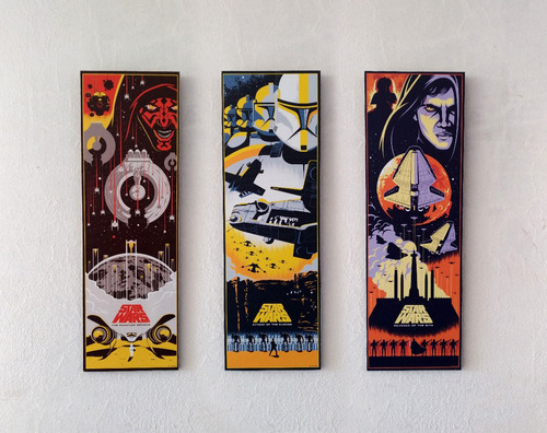 Cuadro Triptico Peliculas Saga Star Wars Trilogia Diseño