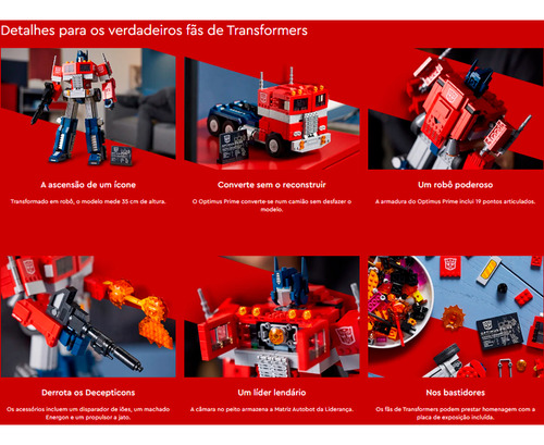 Lego Icons Optimus Prime 10302 Com 1508pcs