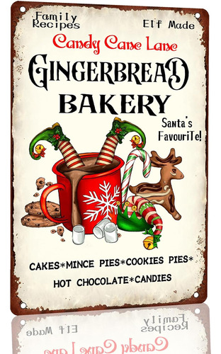 Letrero De Lata De Pan De Jengibre De Candy Cane Lane Ginger