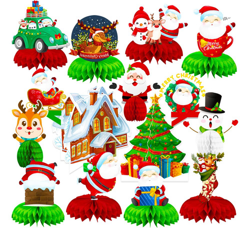 15 Centros De Mesa De Panal Para Fiesta De Navidad, Decoraci