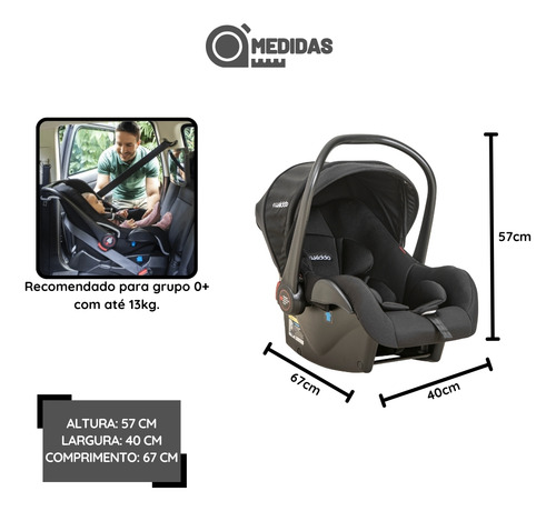 Bebê Conforto Kiddo Casulo Click Preto (13 Kg) E Base