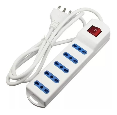 Alargador Eléctrico 1.5 Mts 5 Boca Blanca Con Switch Color Blanco