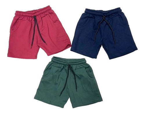 Short Liso Colegial Algodón Rústico Colores 4 Al 20 Pack X 3