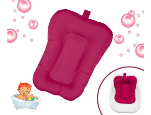 Almofada De Apoio Macia Para Banho Do Bebê Universal  Top Cor Pink Liso
