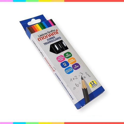 Set 12 Lapiz Grafito Jumbo Monami Hb N°2 Triangular