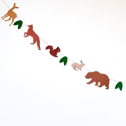 Imagen 2 de 3 de Guirnalda Banderin Animales Bosque