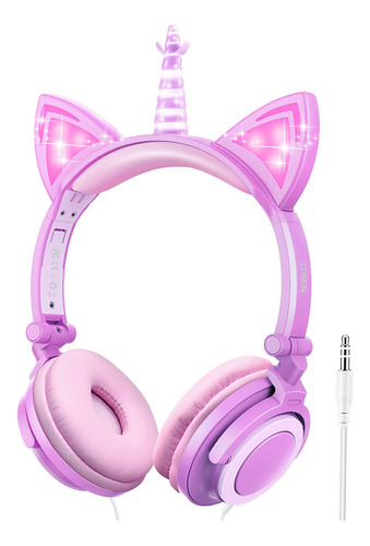 Lobkin Unicorn - Auriculares Para Ninos, Con Orejas De Gato