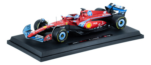 Auto Bburago F1 Ferrari Sf-24 Edición Miami Gp a Escala 1:18 Leclerc #16 Color Rojo con Azul Coleccionable