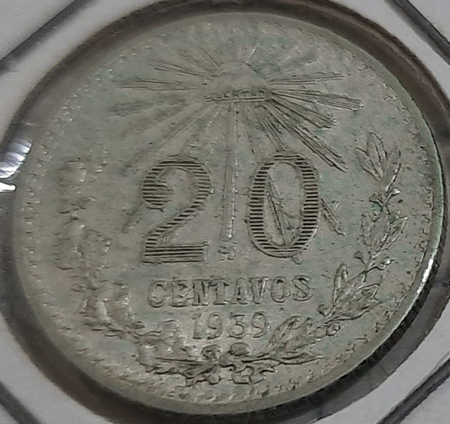 Moneda Plata México 20 Centavos Años  1939/40/41/42/43, 5 Pz