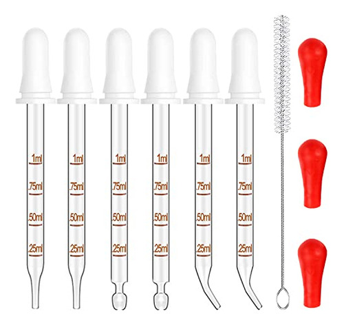 6pcs Droppers Pipettes, 1ml Essential Oil Dropper, Glas...
