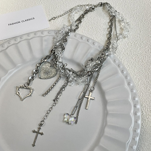 Cadena De Clavícula Con Colgante En Forma De Corazón Y Marip
