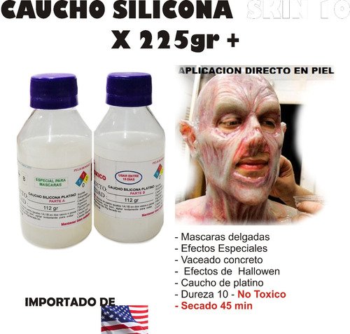 Caucho Silicona Liquido Skin 10 Moldes X 225g Mascaras  Piel