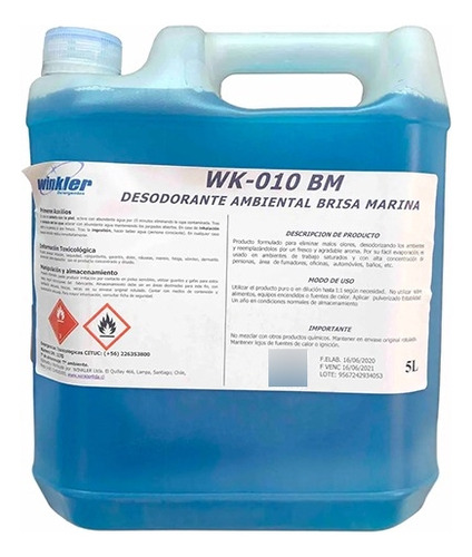 Desodorante Ambiental Brisa Marina Winkler Wk-010 Bm 5lts