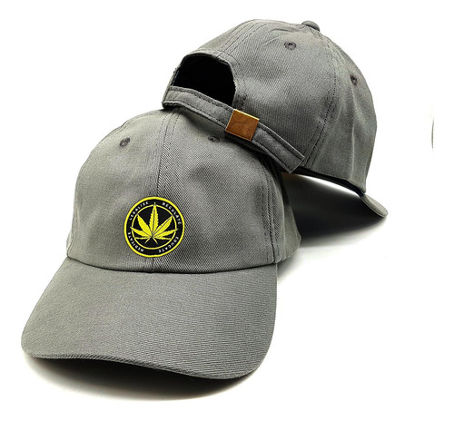 Boné Strapback Baseball Cinza Erva Legalize Original Côrte