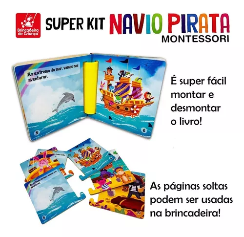 Brinquedo Navio Pirata + Quebra Cabeca + Jogo Memoria