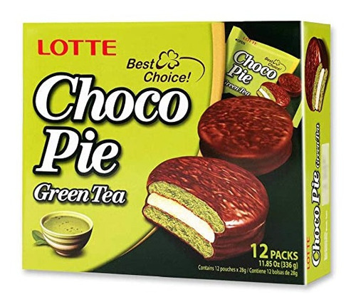 Choco Pie De Matcha Caja Con 12 Pz Pastelito Coreano