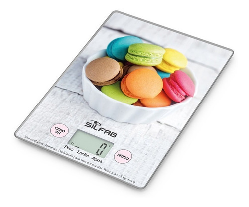 Balanza Digital De Cocina Silfab Ultra Slim Macaroon Bc300m