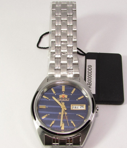Relógio masculino Orient Automatic Azul-Prata Fab0000dd9 Original