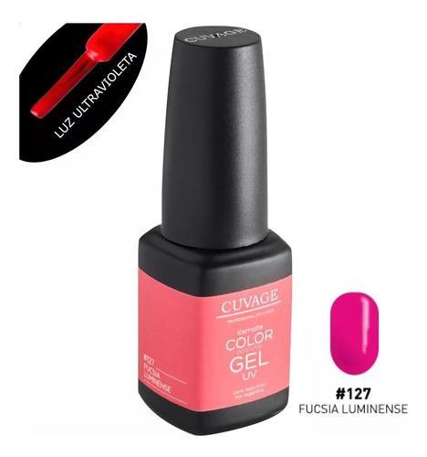 Cuvage Esmalte Semipermanente Gel Uv 11ml Color 127 Fucsia Luminense