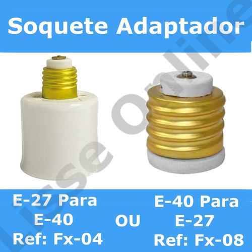 Soquete Adaptador Em Porcelana Rosca E-40 Para E-27