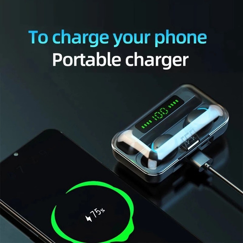 Imagen 5 de 6 de Audífonos Inalámbricos F9 Bluetooth 5.0 + Powerbank