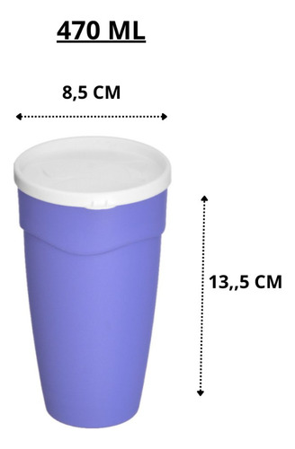 Conjunto Com 3 Copos Com Tampa 470ml Cor Branco