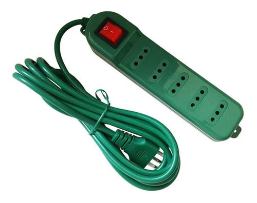 Alargador Con Switch 5 Tomas Color Verde M3-071v- Crazygames