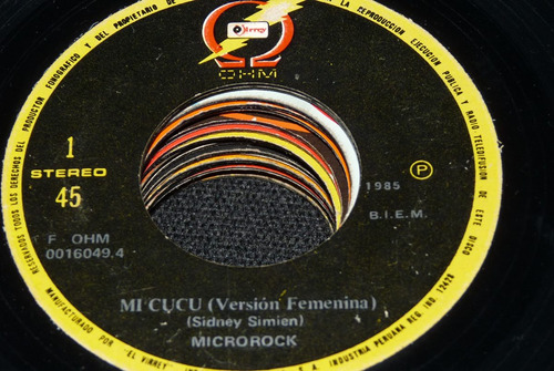 Jch- Microrock Mi Cu Cu Dos Versiones 45 Rpm Vinilo