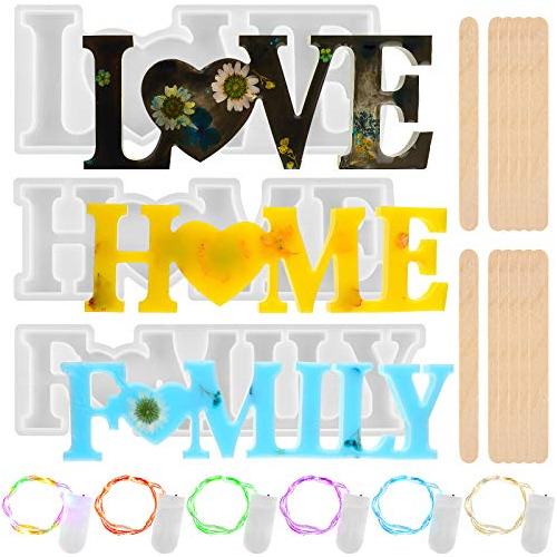 Love Home Family Molds Moldes De Resina De Silicona Con...