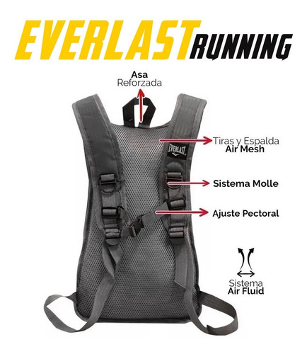 Imagen 4 de 10 de Mochila Running Bici Tracking Deportes Everlast 21069 Negra