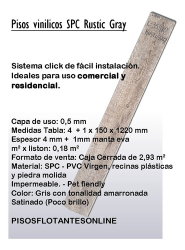 Imagen 5 de 7 de Piso Vinilico Spc 4,3mm