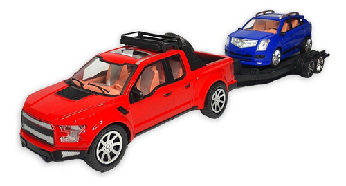 2 Vehiculos A Friccion Camioneta Trailer Pickup Track C Color Rojo