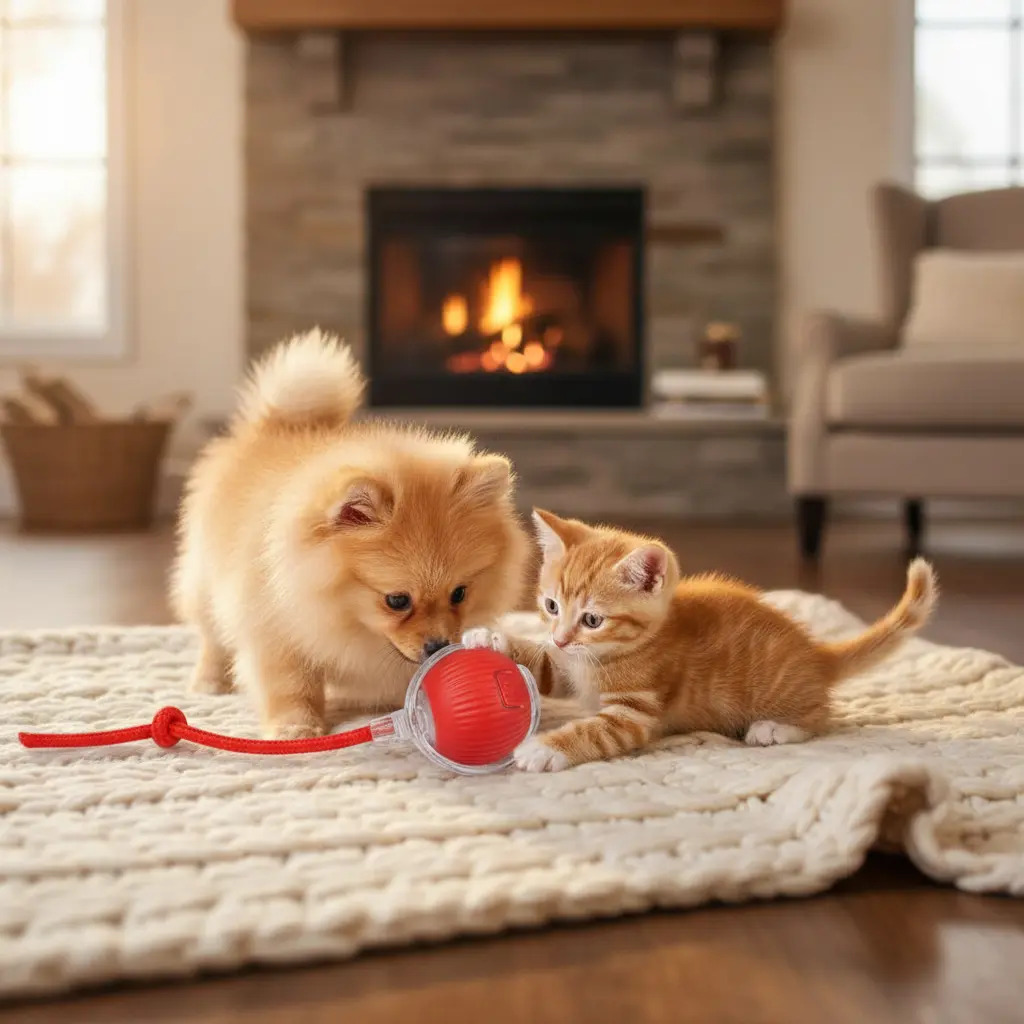 Bola Inteligente Giratória Brinquedo Pet Gato Cachorro Bolinha Recarregável