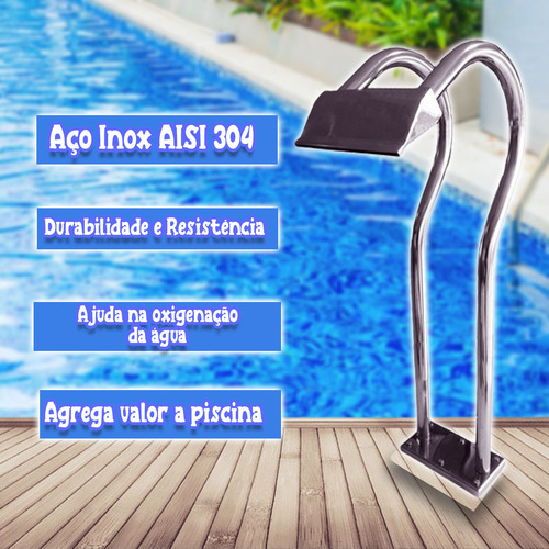 Cascata De Chão Para Piscinas Duplo X 1 Metro Em Aço Inox