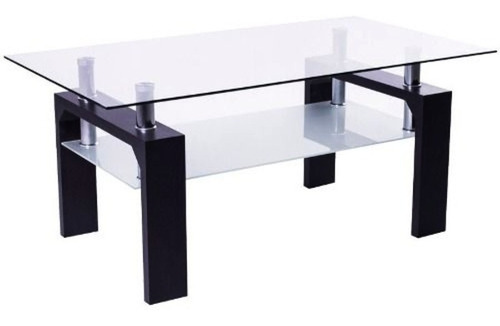 Mesa Ratona De Living Rectangular De Vidrio 100x60cm Color Negro