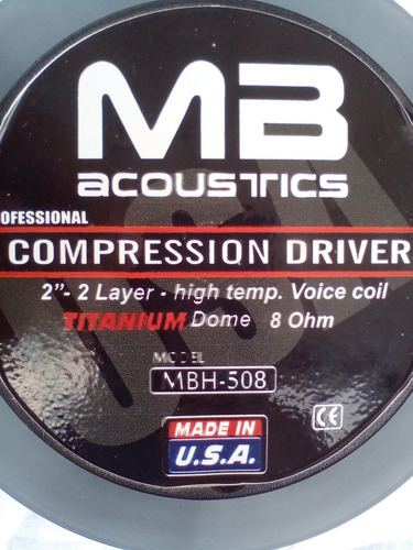Imagen 5 de 5 de Driver De 1 Pulgada Mb Acoustics Compression