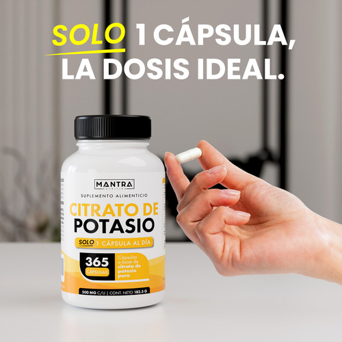 Citrato De Potasio De 365 Cápsulas Mantra Nutrition Sabor Sin Sabor