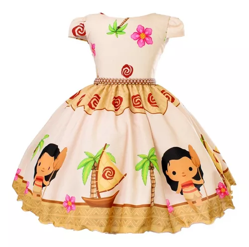 Vestido de Festa Tema Moana Baby- Infantil - Liminha Doce