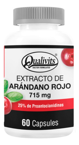 Extracto De Arándano Rojo 60 Cápsulas - Qualivits Sabor Natural