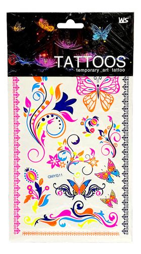 Tatuajes Tattoos Autoadhesivos Temporales Fluor X6unidades