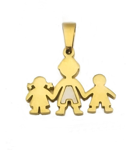 Collar Papá E Hijos Familia Nácar Joya Acero Dorado