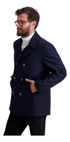 Peacoat Nautica Para Hombre, Clásico, Con Doble Botonadura,