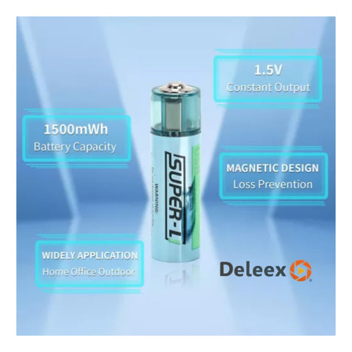 Pila Deleex Aa 1.5v Usb Cilíndrica - 1 Unidad