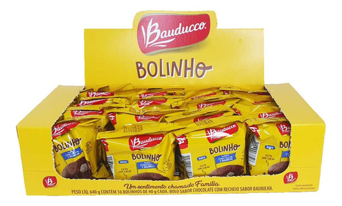 Bolinho Chocolate Recheio Baunilha Bauducco 16 Unidades 40g