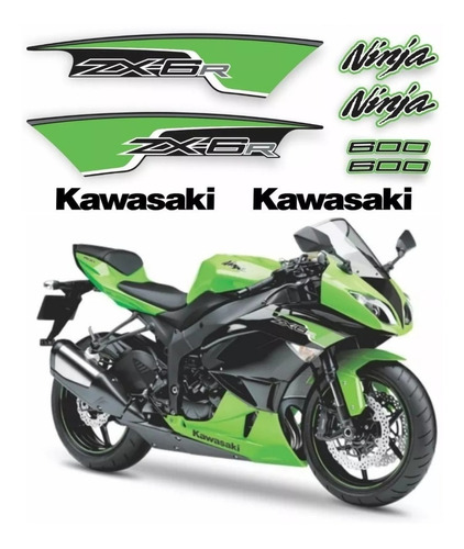 Kit Adesivos Para Kawasaki Ninja Zx-6r 600 2012 17263 Cor Verde