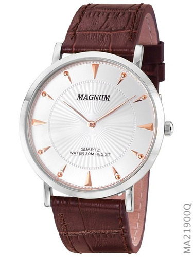 Relógio Magnum Masculino Slim Ma21900q Couro Marrom